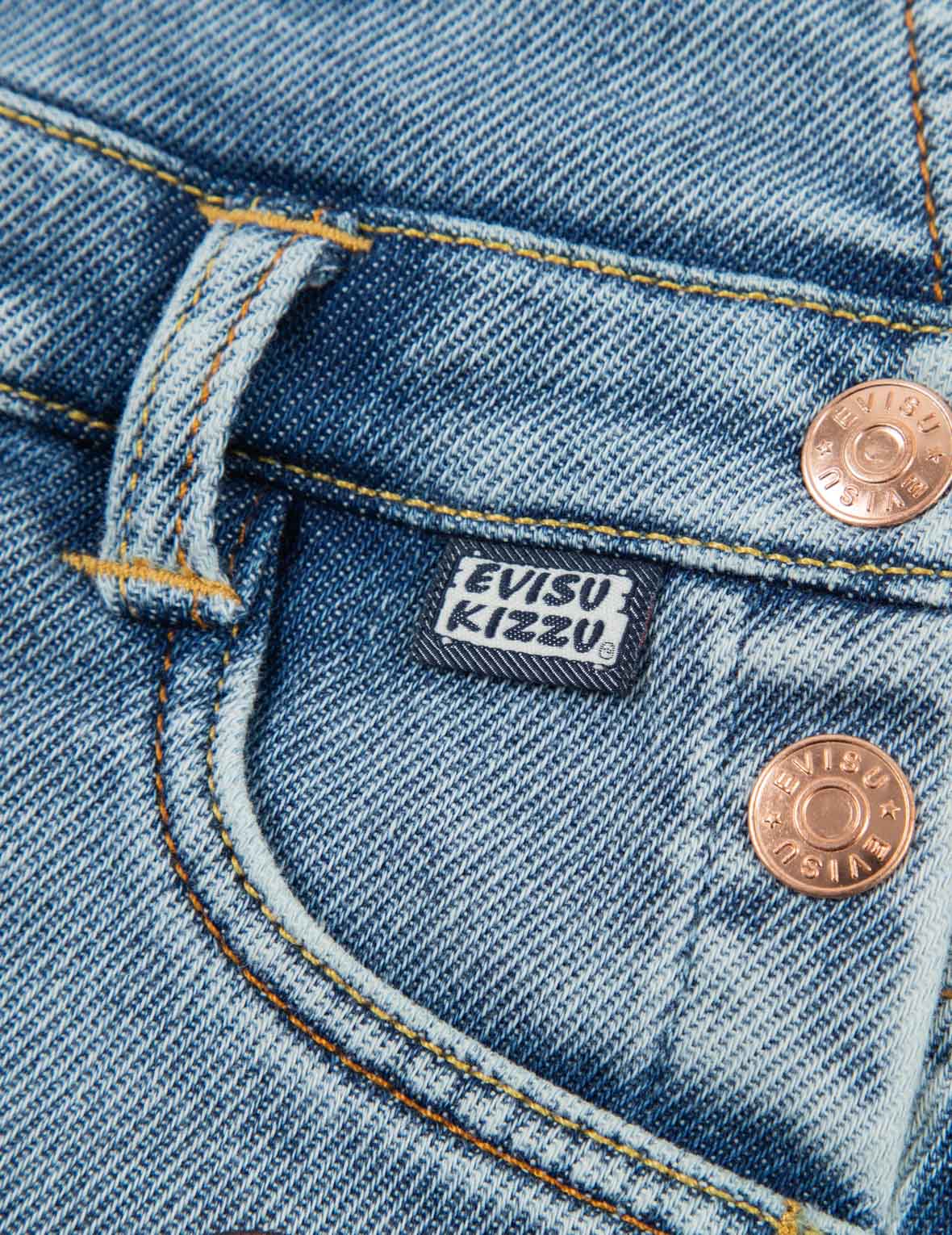 Daruma Embroidery Denim Dungaree Dress