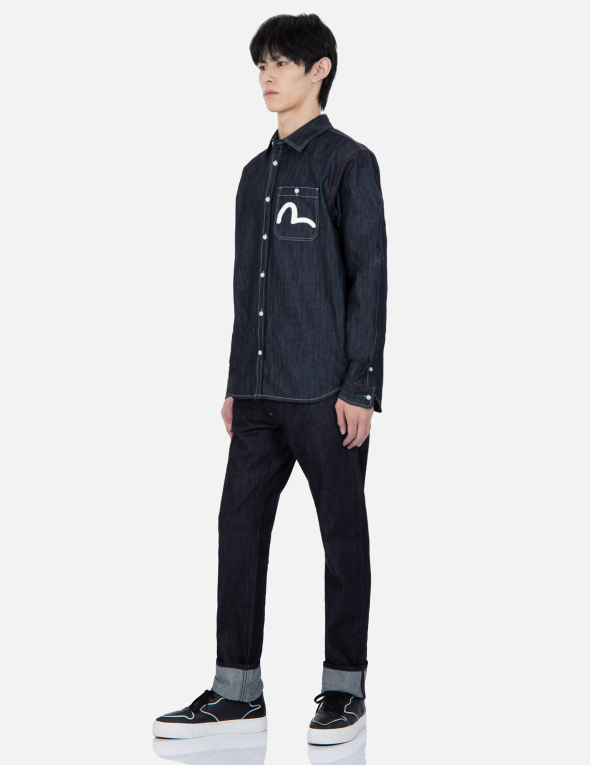 Seagull Print Denim Shirt