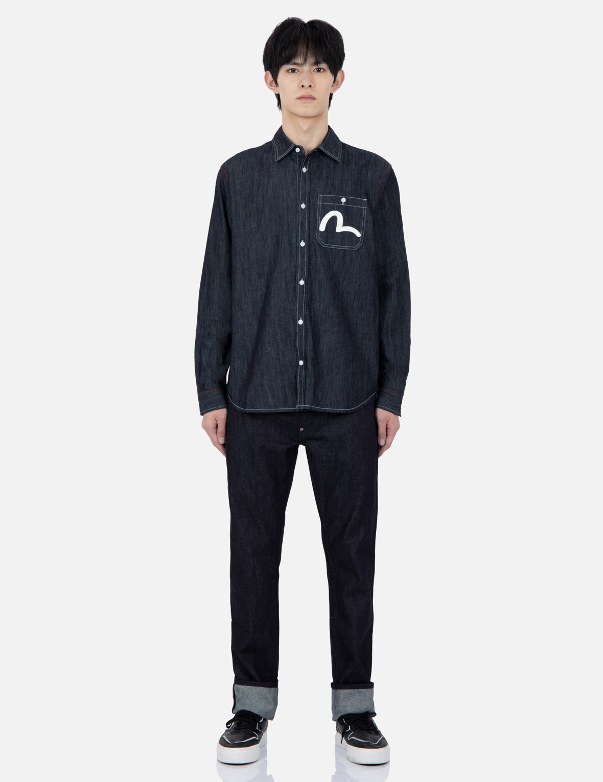 Seagull Print Denim Shirt