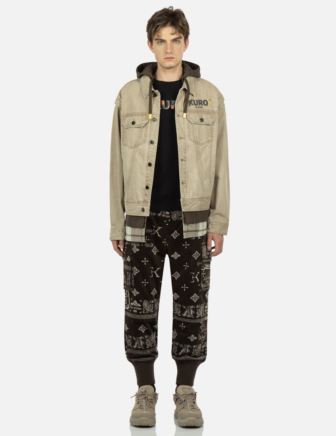 Monogram Paisley and Logo Print Velvet Joggers