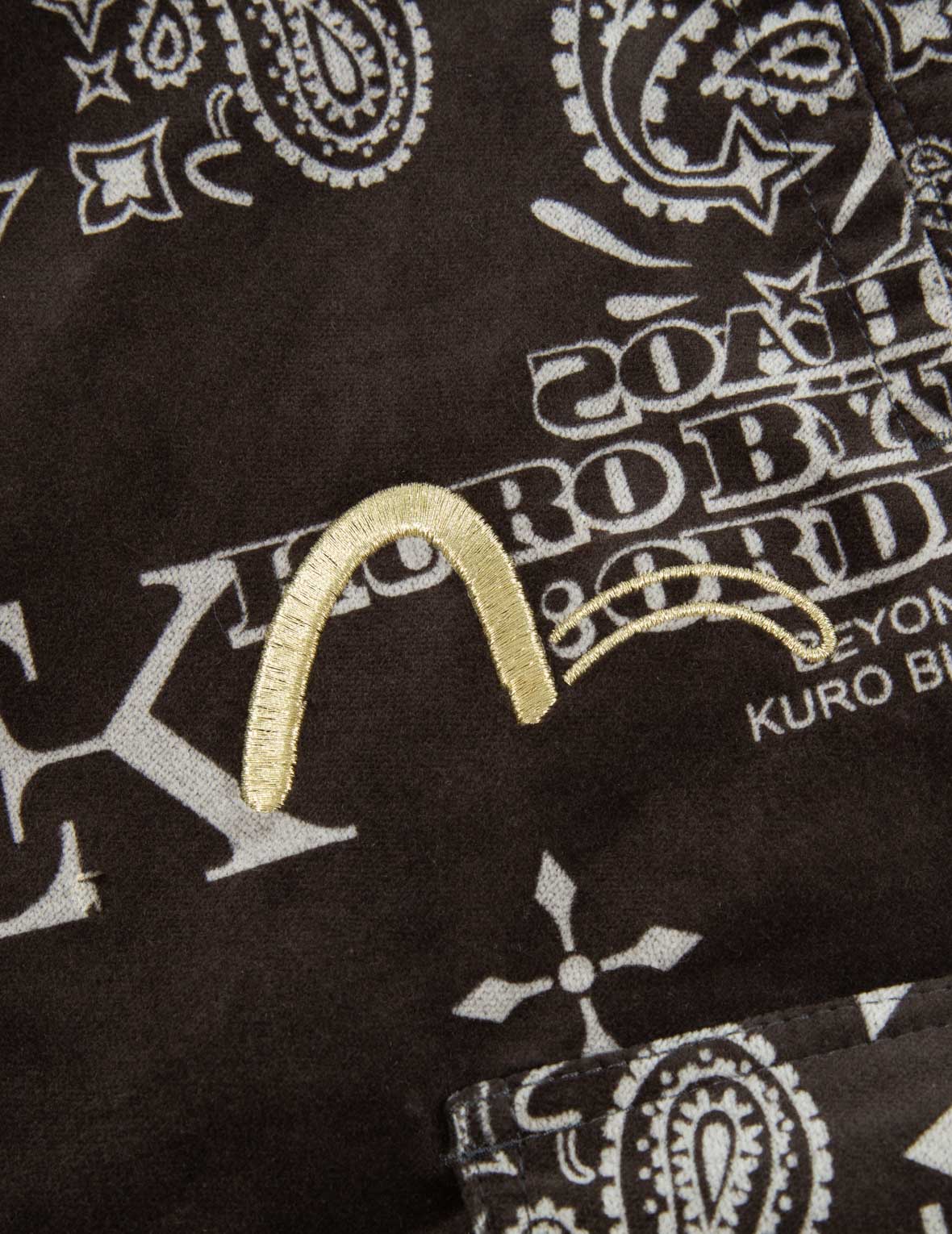 Monogram Paisley and Logo Print Velvet Joggers