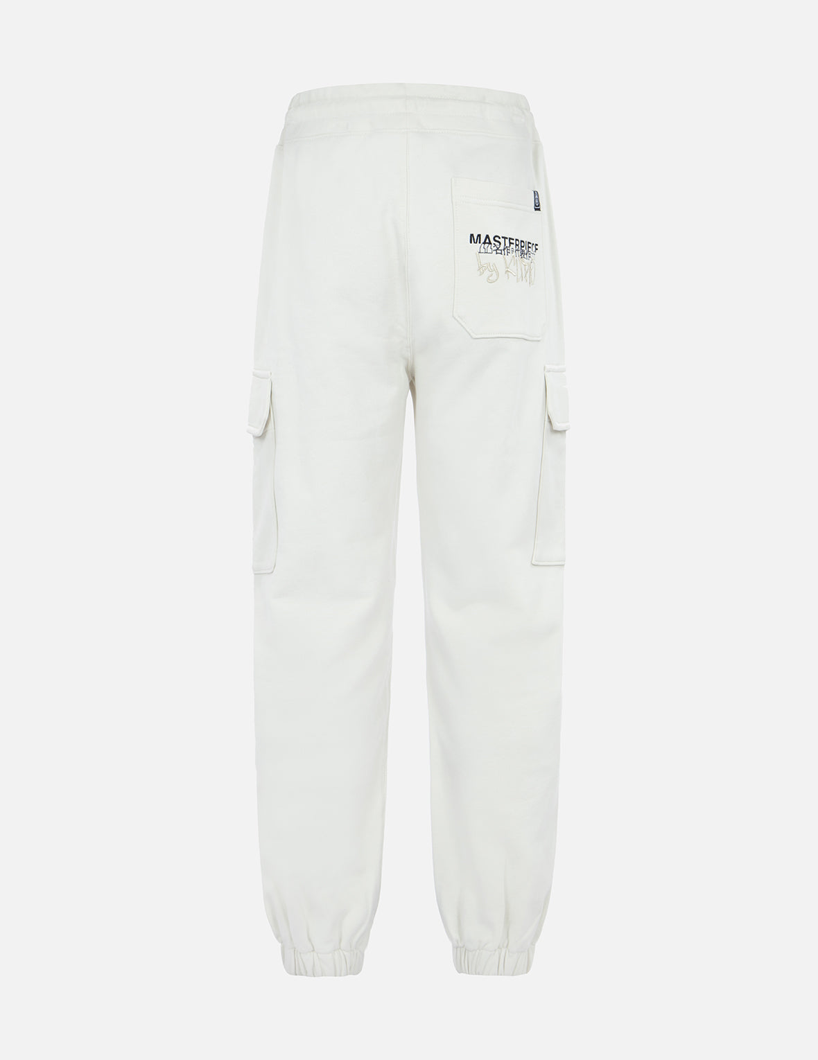 Brush Effect Logo Embroidery Cargo Sweatpants
