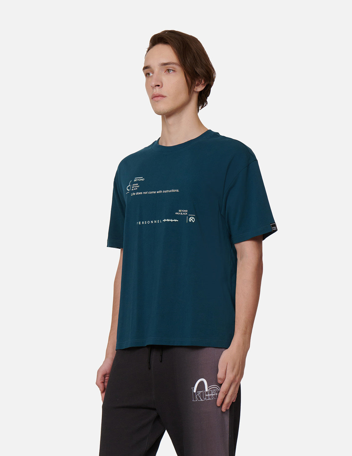 Logo and Slogan Print T-shirt