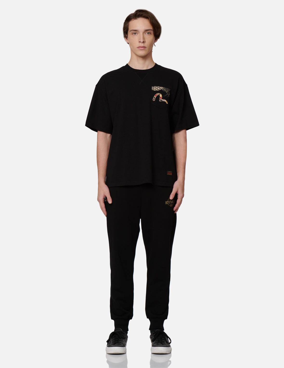 Multi-Pocket Foil-Print T-Shirt