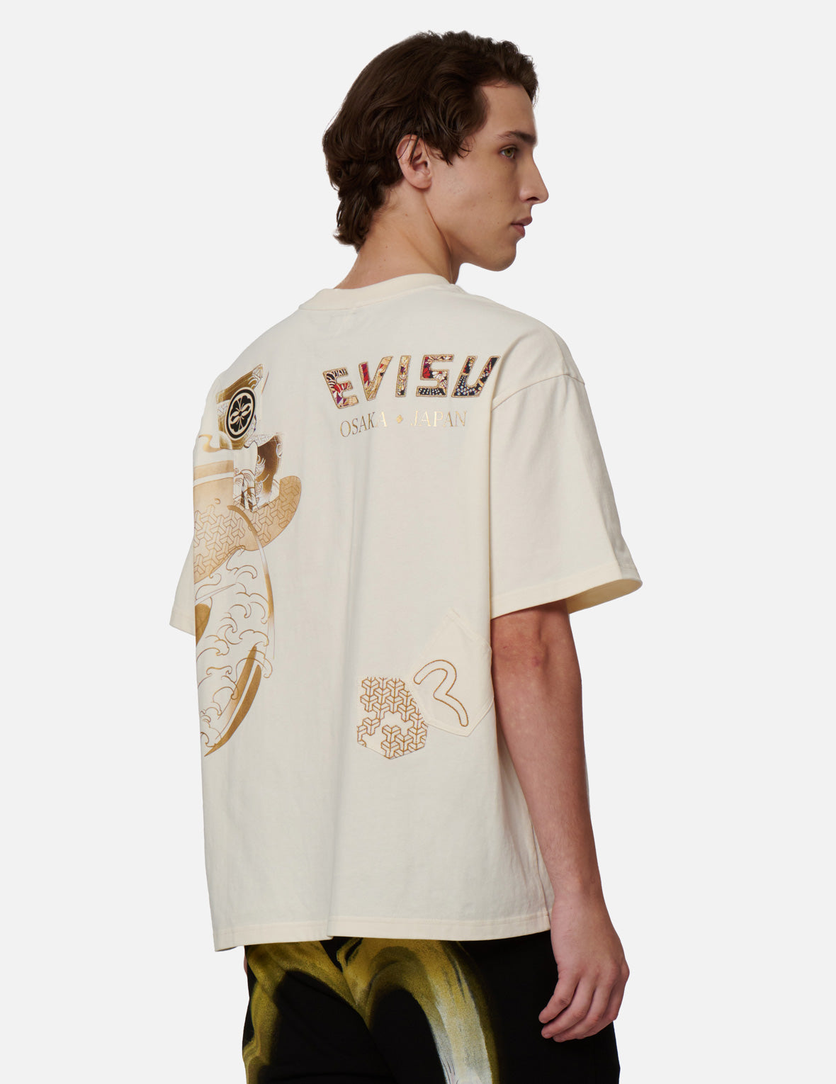 Multi-Pocket Foil-Print T-Shirt