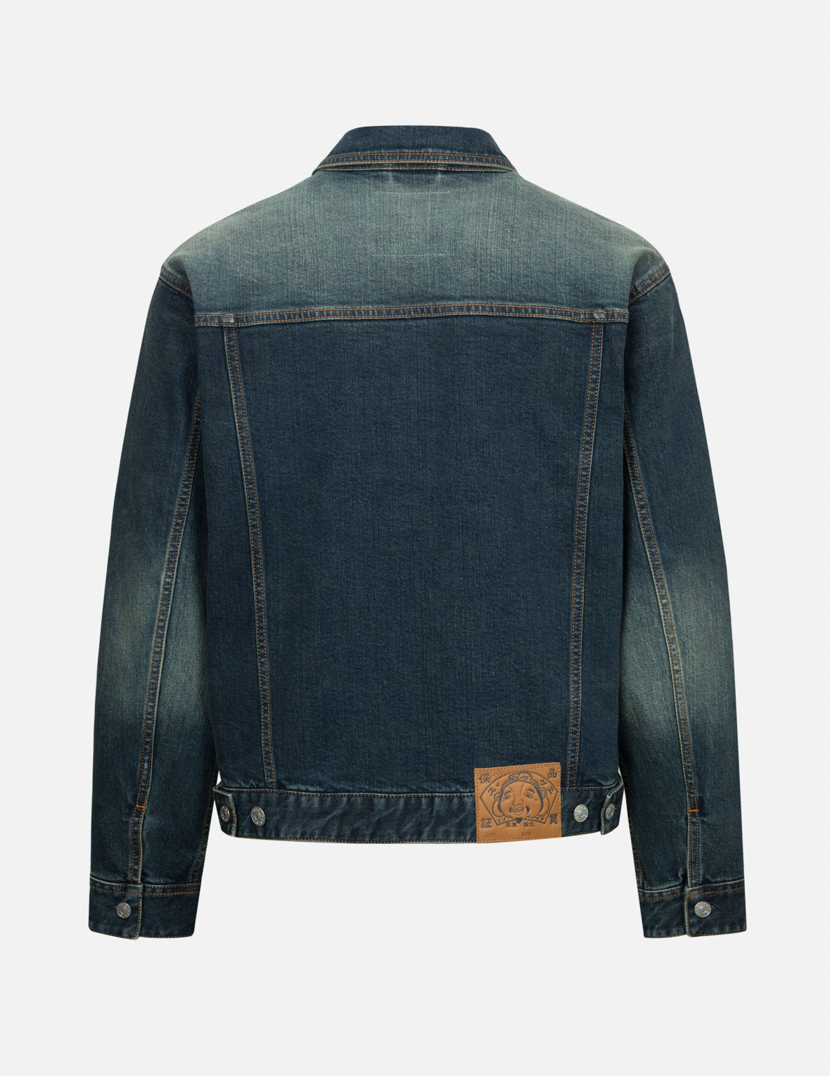 商標和佛頭老虎機刺繡寬版休閒牛仔外套