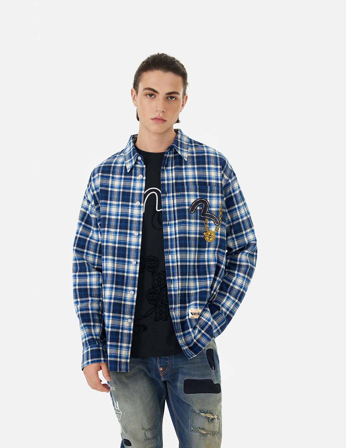 Multi-logo Daicock Print Relax Fit Check Shirt
