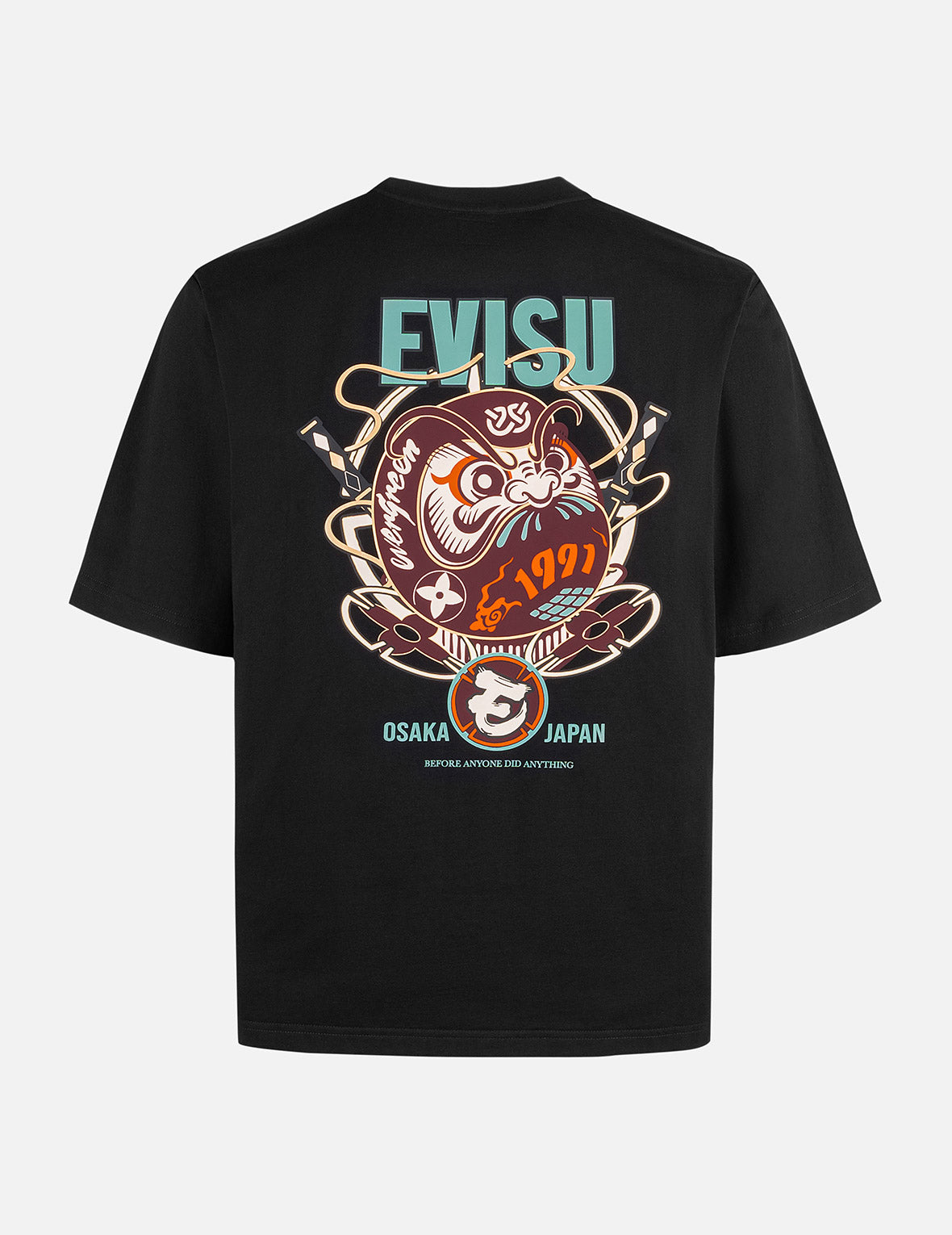 忍者達摩與商標印花常規版型T恤