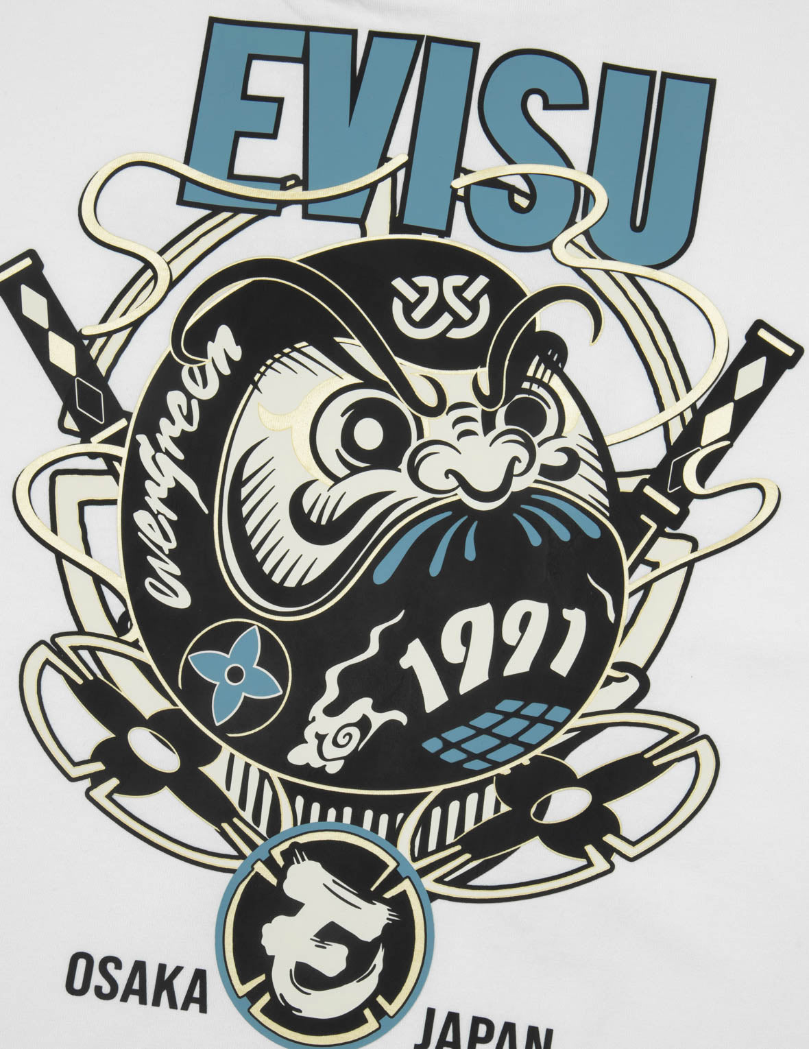 忍者達摩與商標印花常規版型T恤