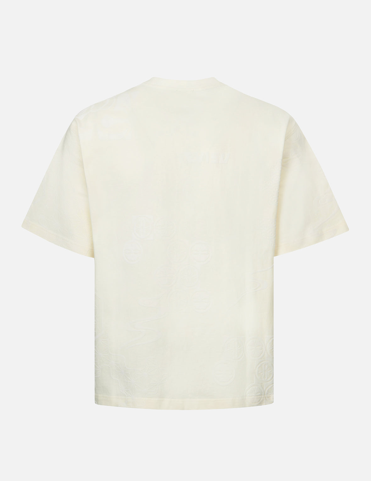 Seagull Embroidery and Allover Flocking Patterns Relax Fit T-shirt