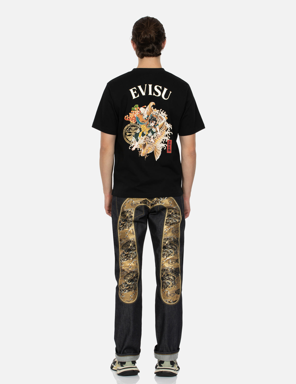 Sea God Print and Seagull Brocade Appliqué  Regular Fit T-shirt