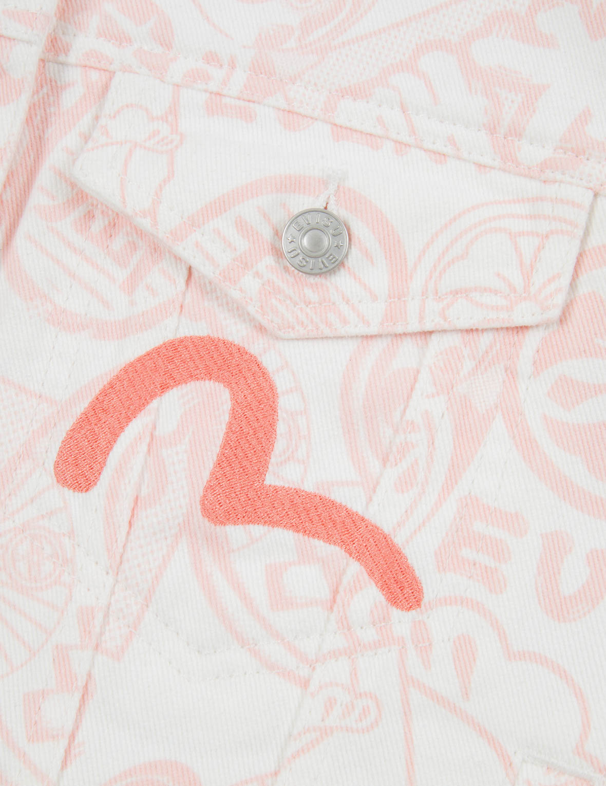 Allover EVISU Squad Discharge-Print Denim Jacket
