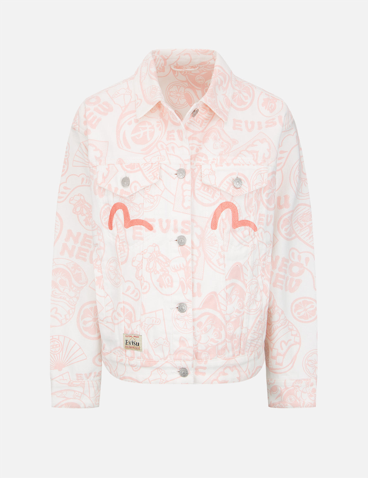 Allover EVISU Squad Discharge-Print Denim Jacket