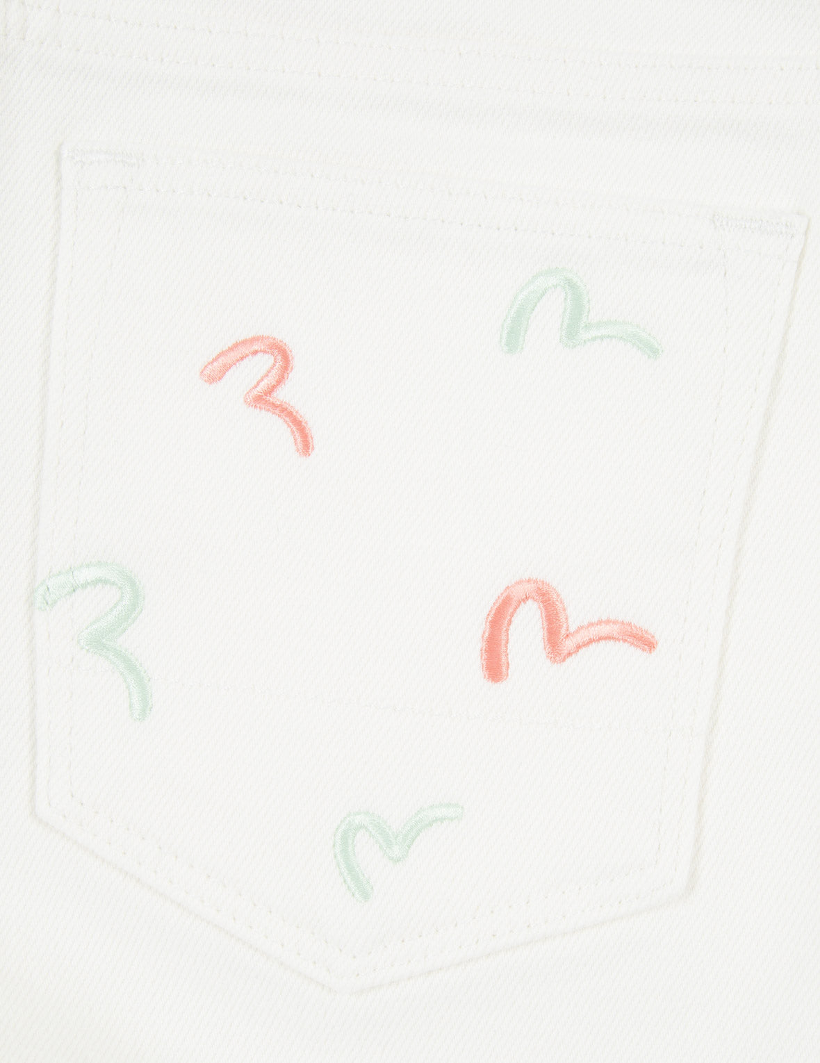 小海鷗刺繡口袋錐型牛仔褲