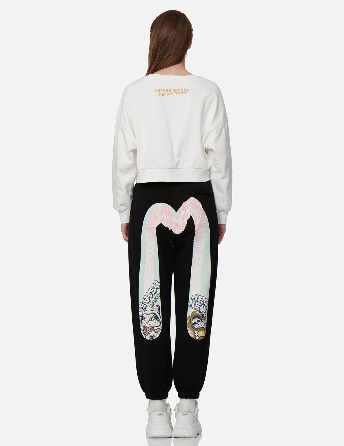 Fortune Cat and Daruma Double Daicock Print Sweatpants