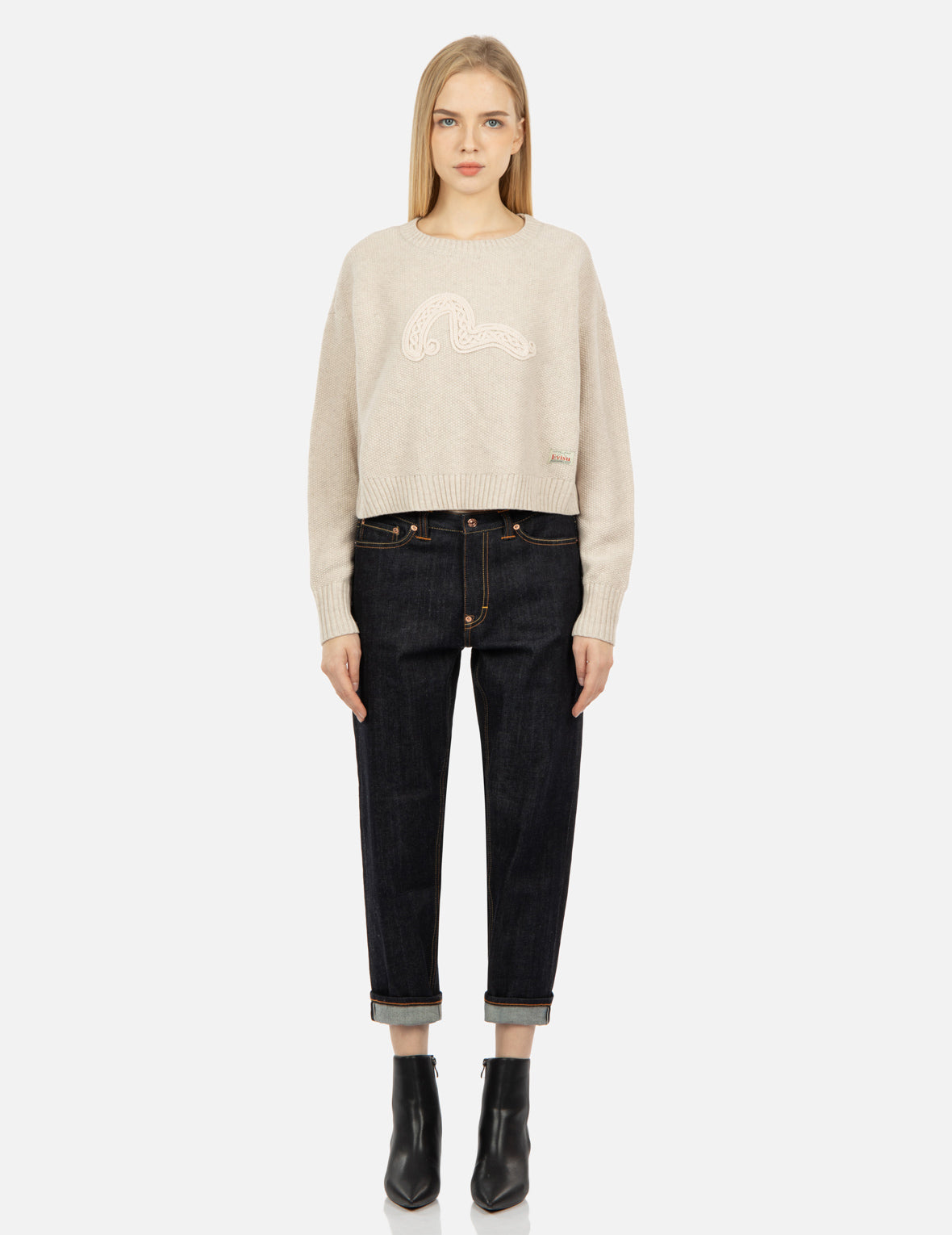 Texture Seagull Knitted Sweater