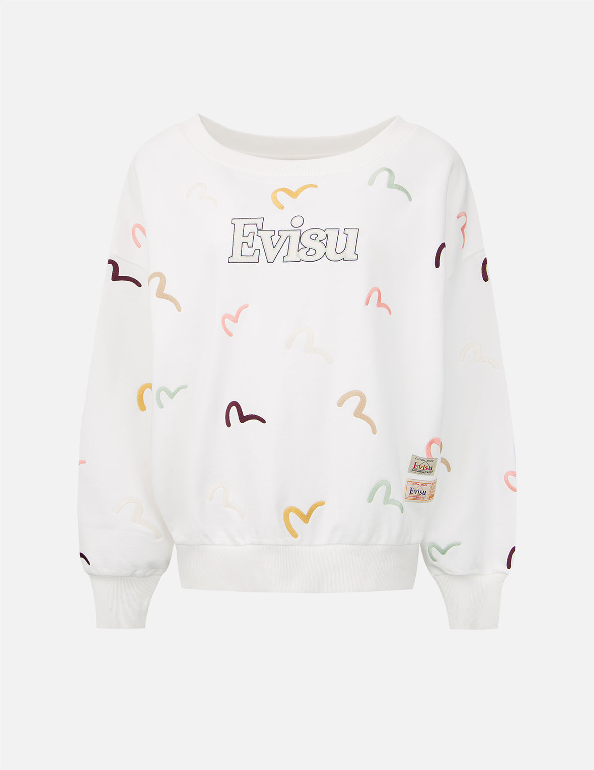 Allover Multi-color Seagull Embroidery Sweatshirt