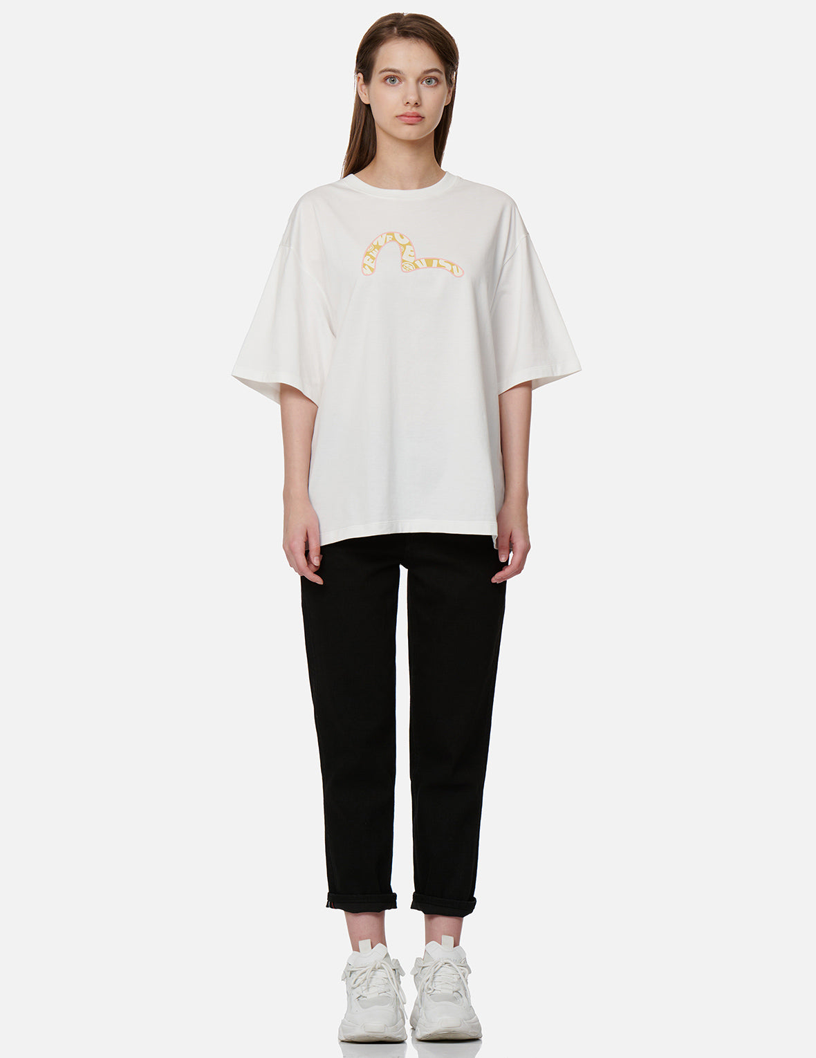 Fortune-Cat Hide-and-Seek Print Oversized T-shirt