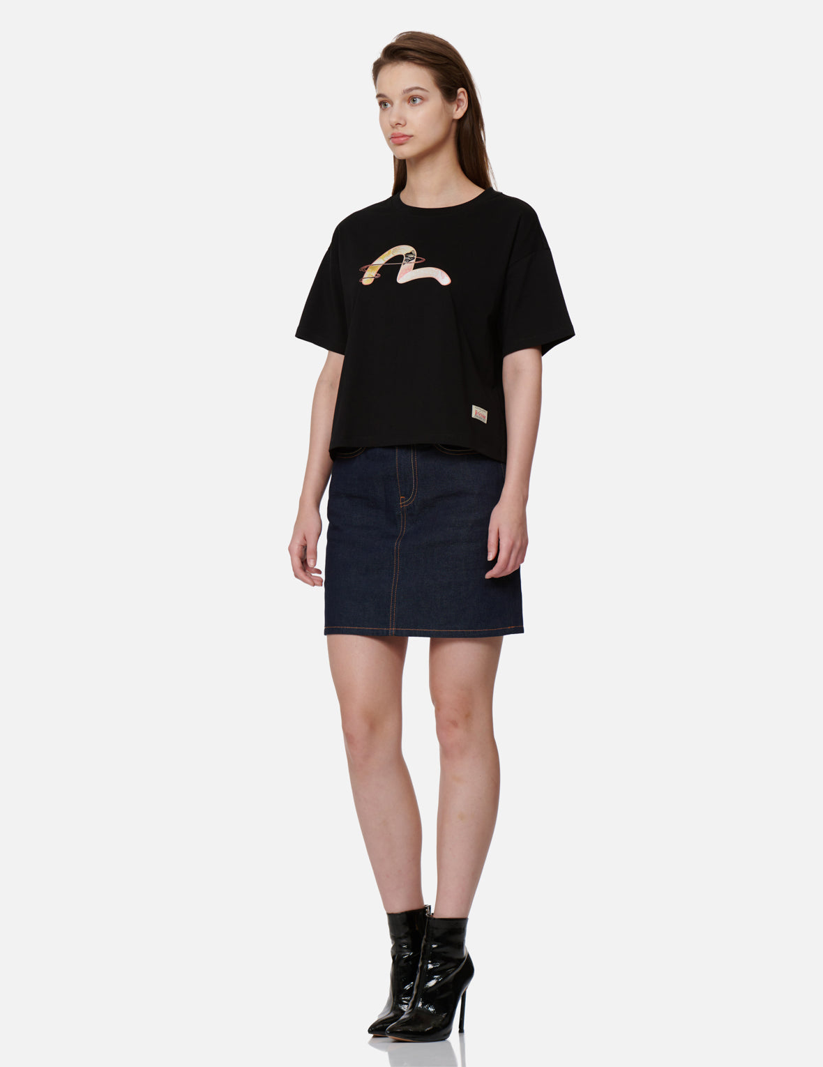 Japanese-pattern Seagull Print T-shirt