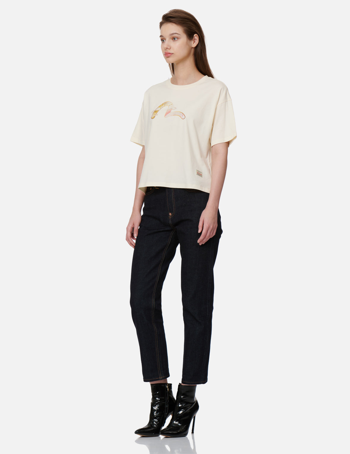 Japanese-pattern Seagull Print T-shirt