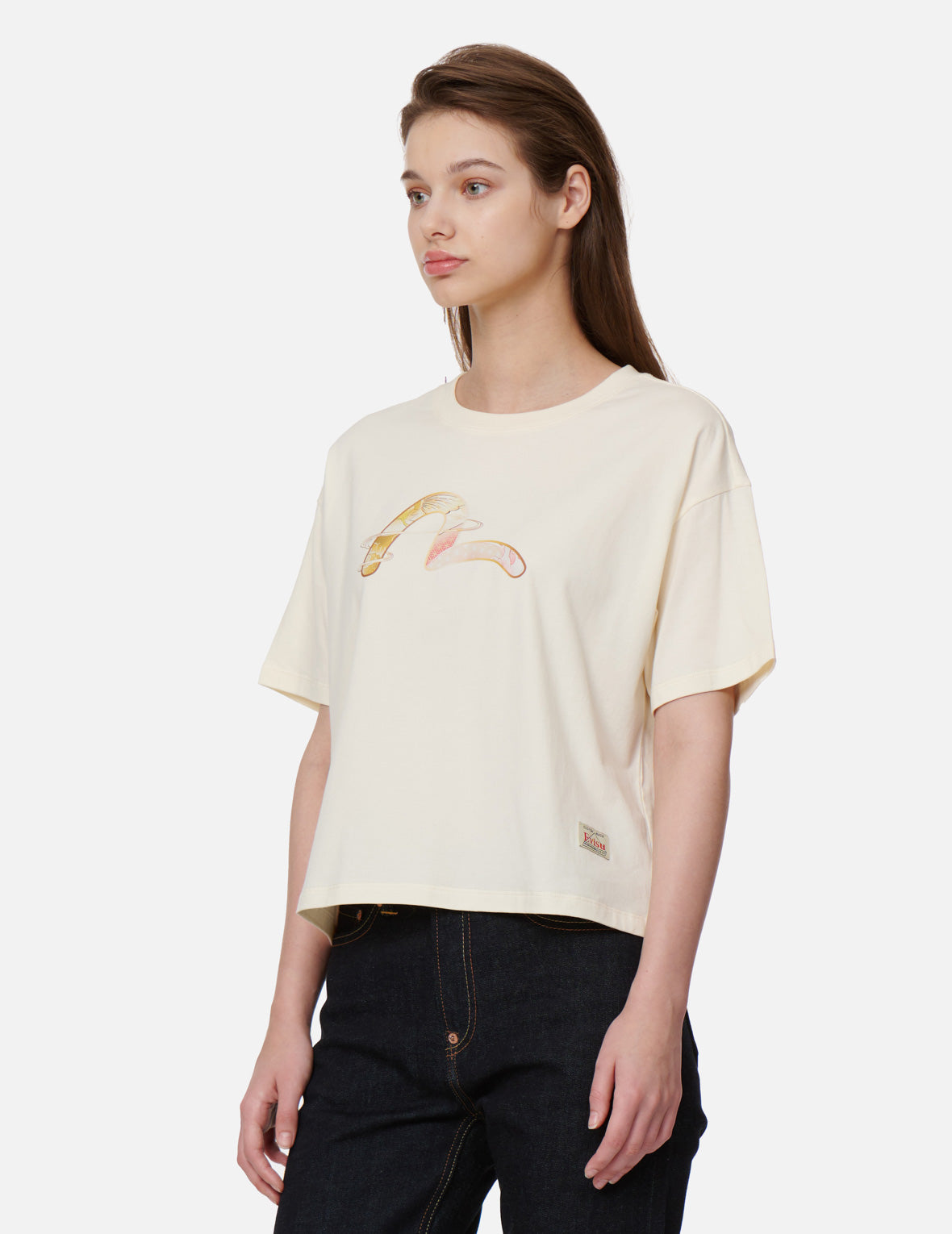 Japanese-pattern Seagull Print T-shirt