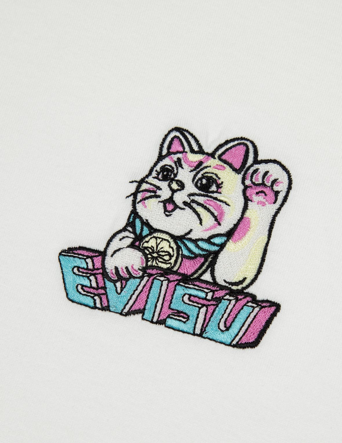 招財貓刺繡與立體海鷗印花常規版型T恤