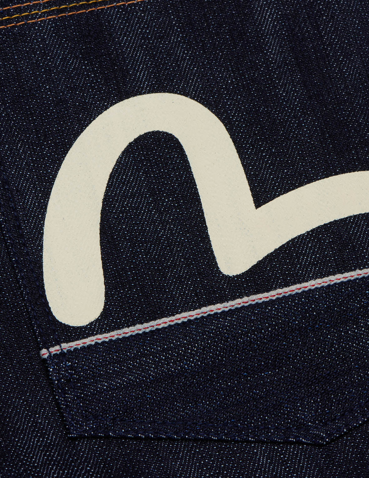 HANDPAINTED SEAGULL STRAIGHT FIT RAW DENIM SELVEDGE JEANS