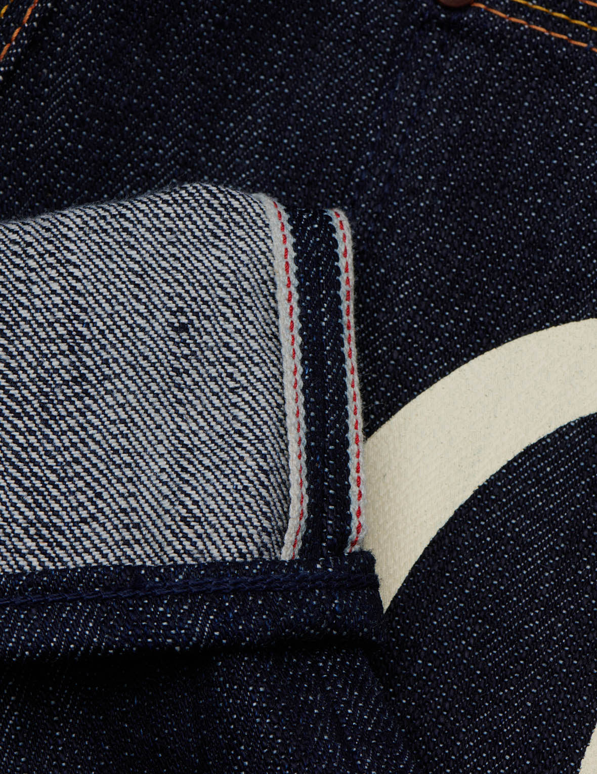 HANDPAINTED SEAGULL STRAIGHT FIT RAW DENIM SELVEDGE JEANS