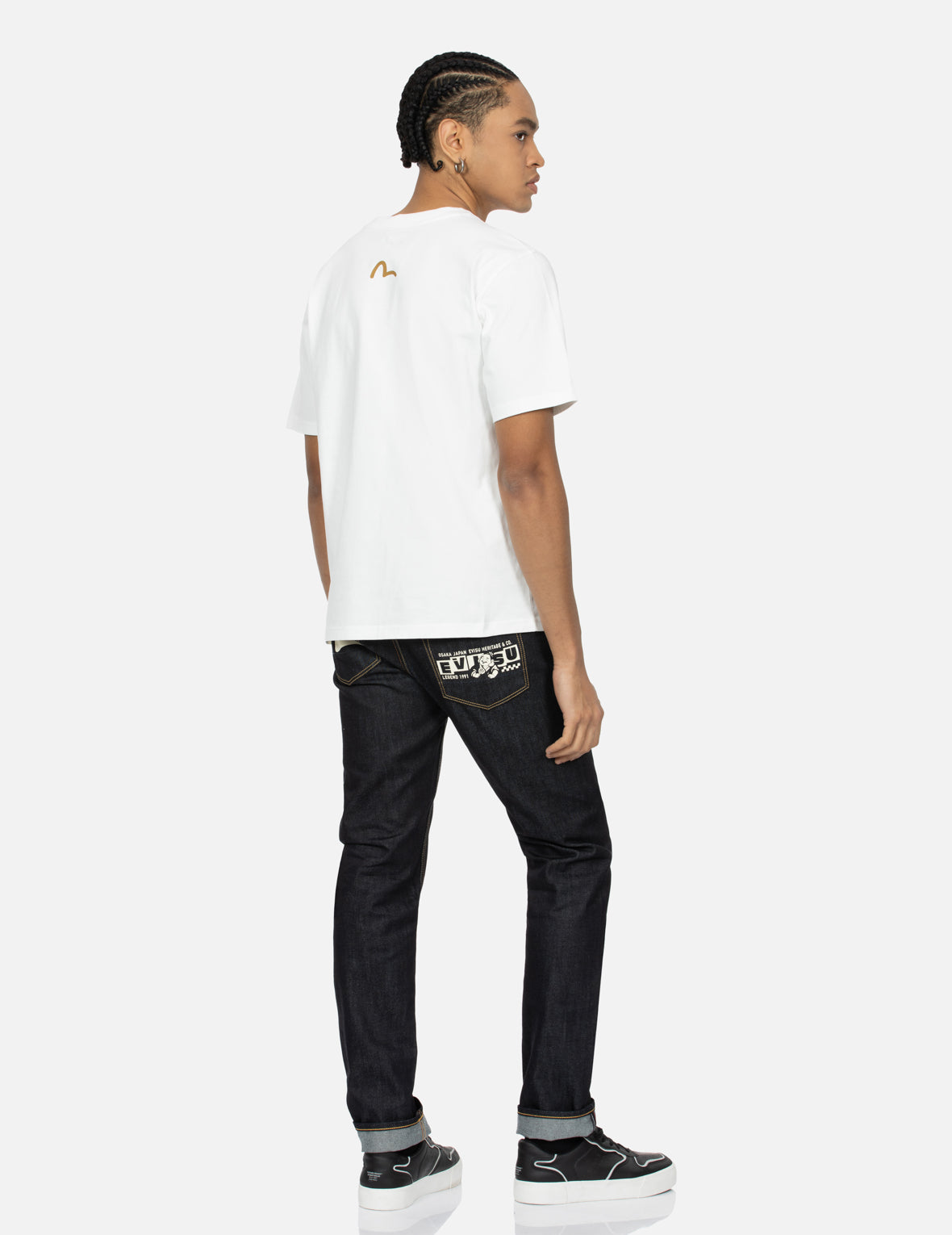 Playful Godhead and Seagull Print Slim Fit Denim Jeans #2010