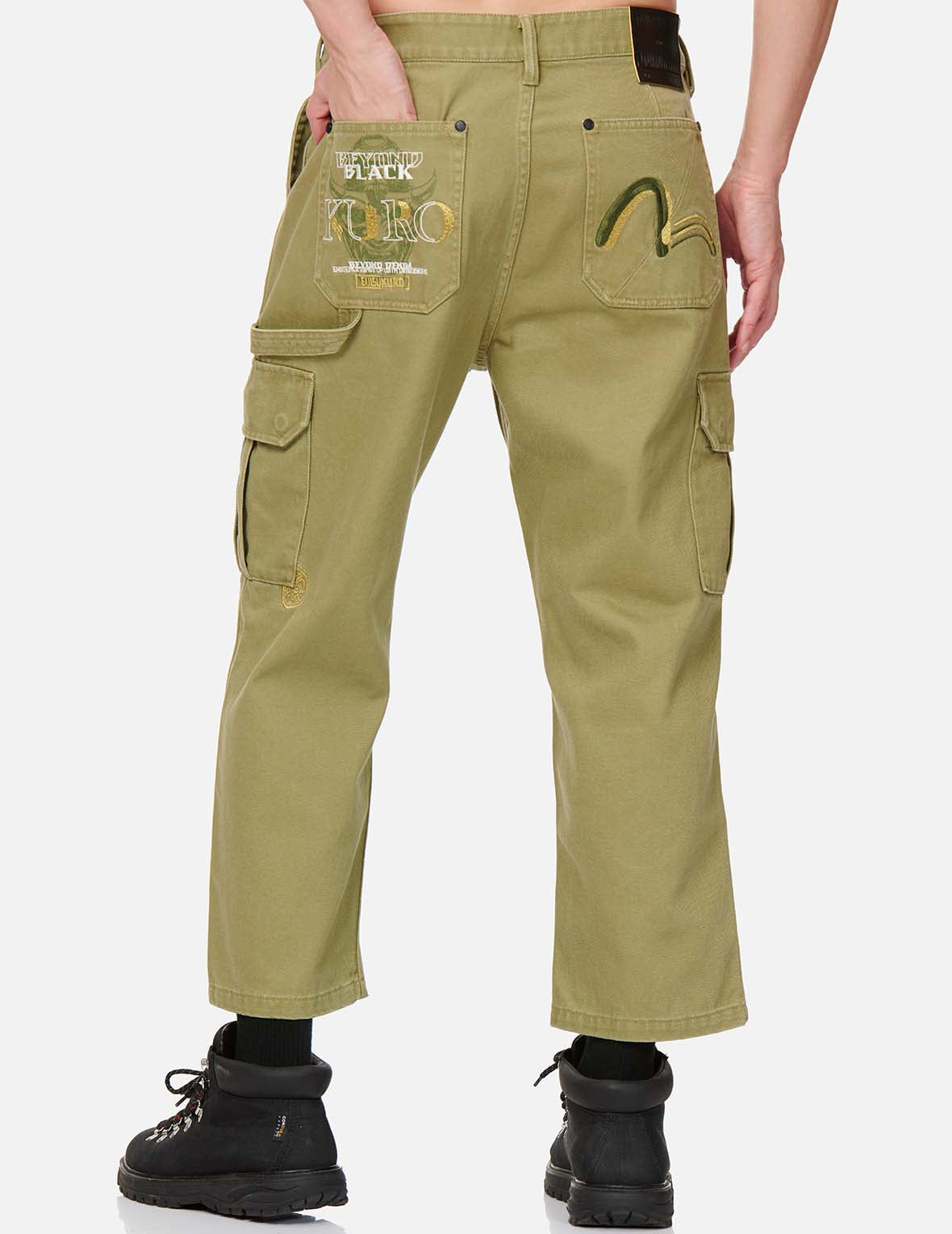 Hannya Skull Print Straight Fit Cargo Pants
