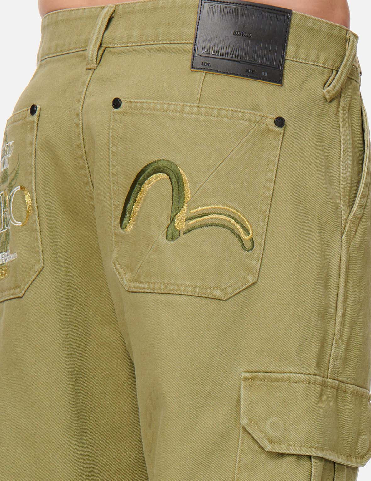 Hannya Skull Print Straight Fit Cargo Pants