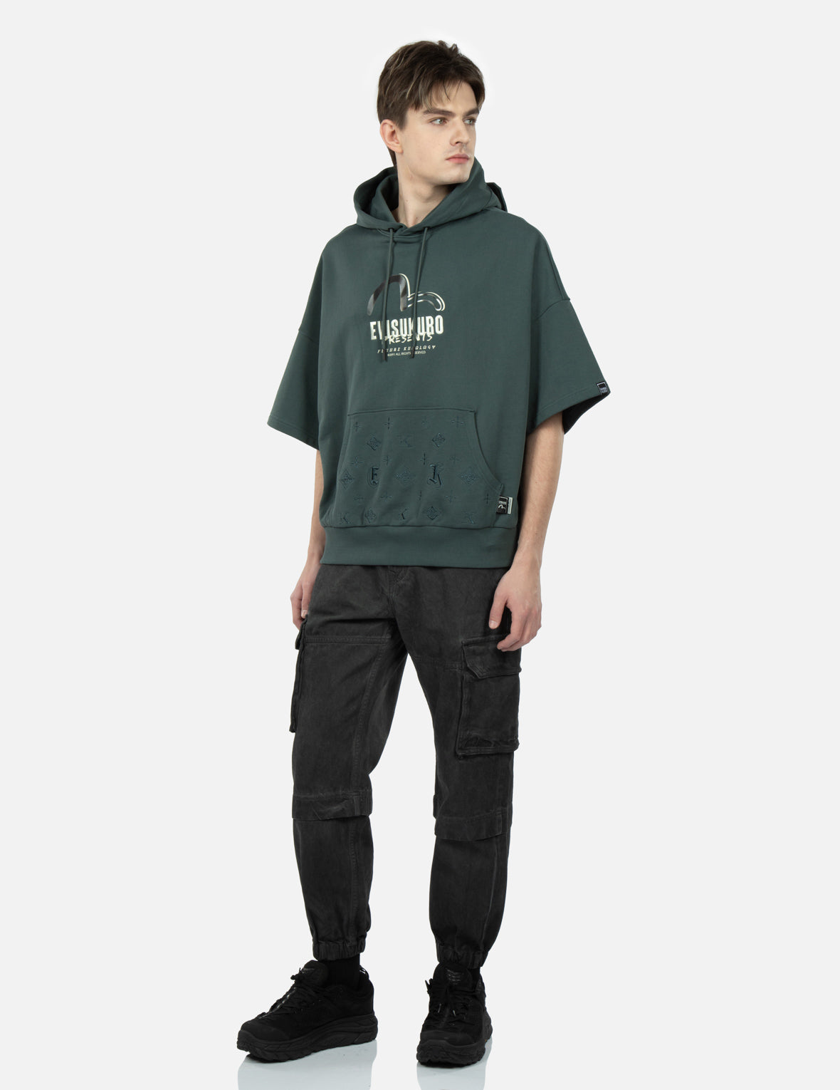 Monogram Embroidery Short-sleeved Hoodie