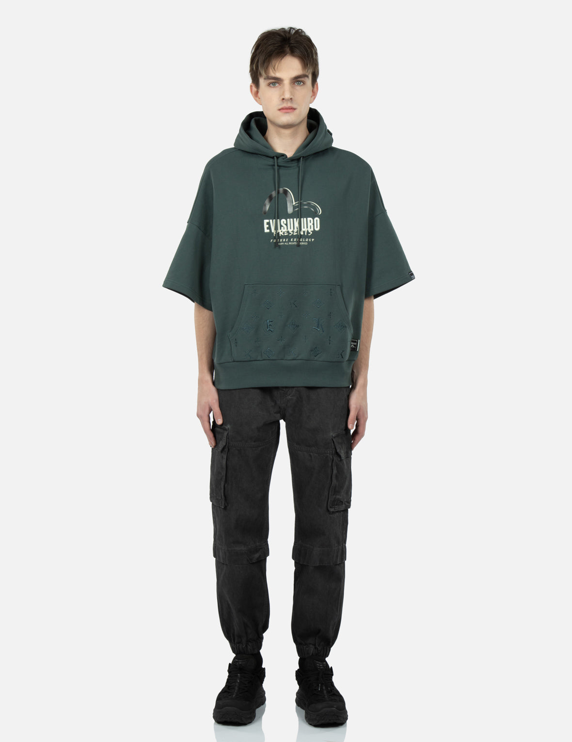 Monogram Embroidery Short-sleeved Hoodie