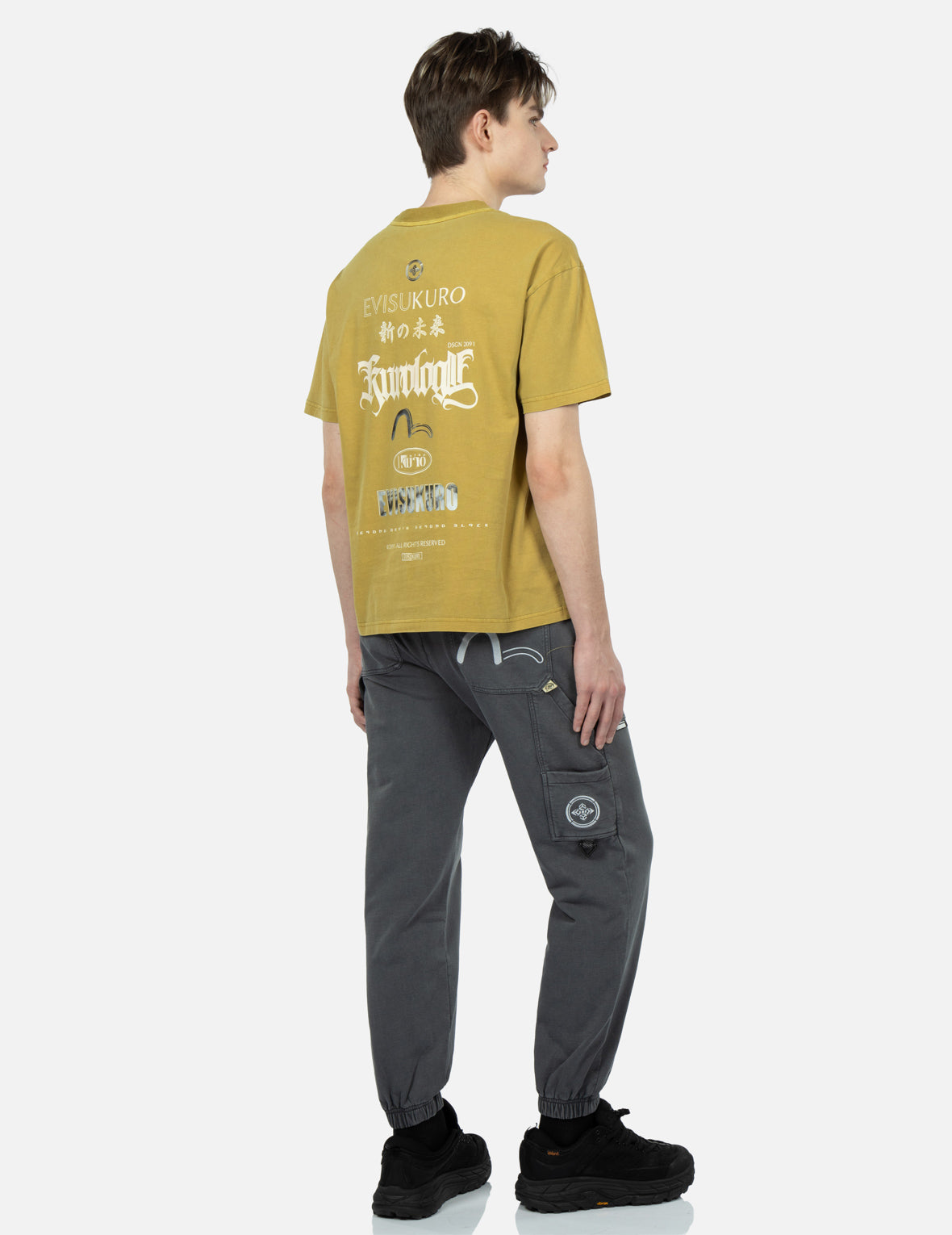Mixed Graphic Print Washed T-shirt