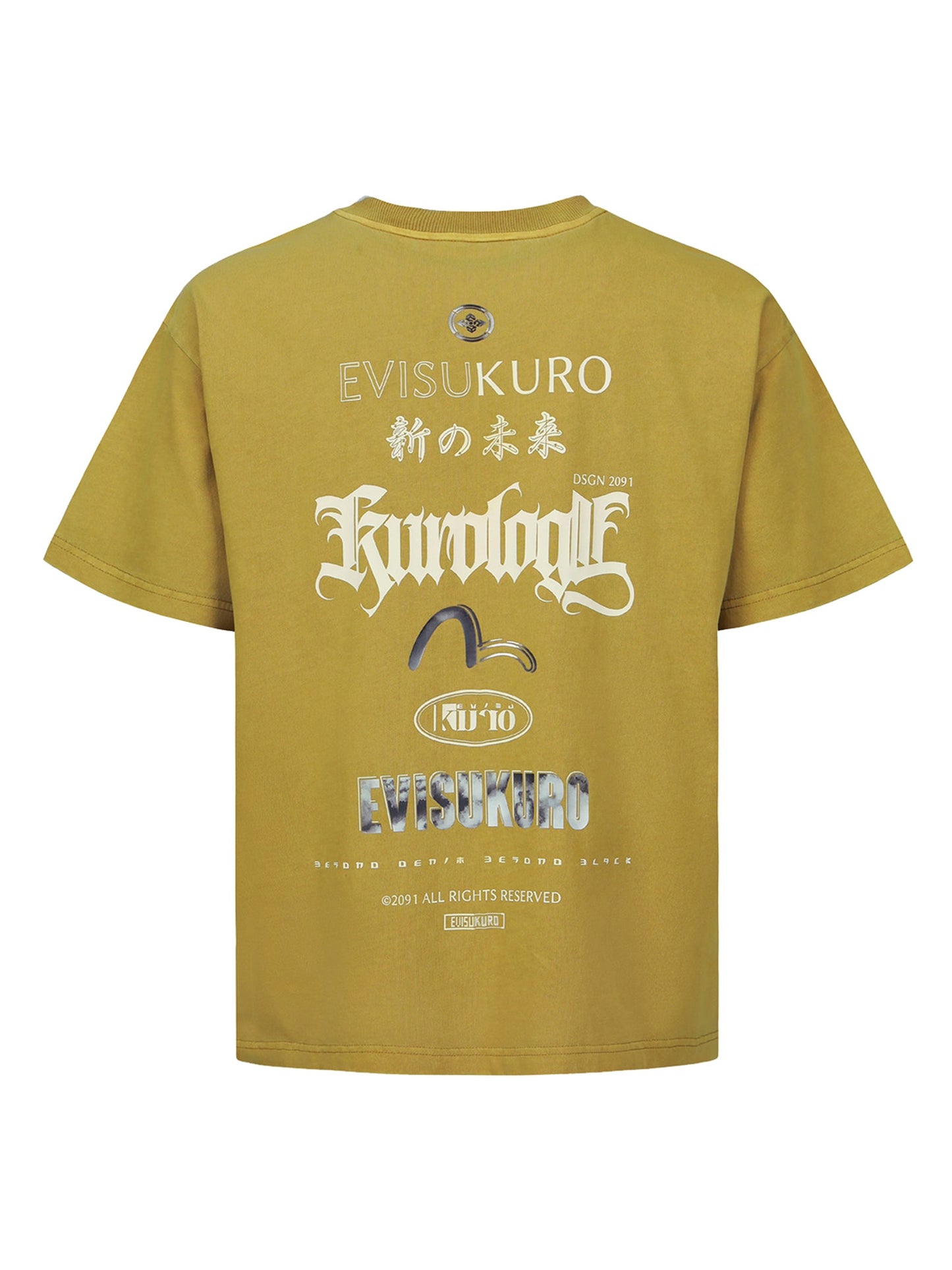 Mixed Graphic Print Washed T-shirt