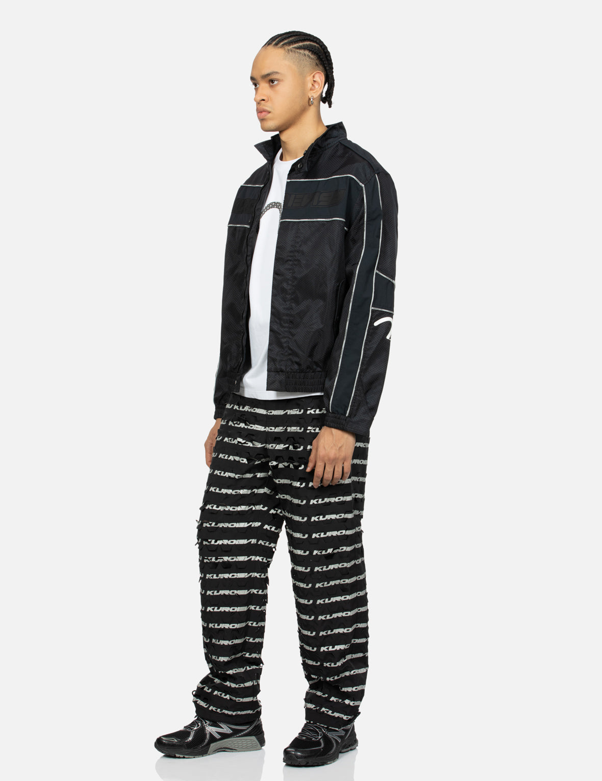 立領機械感家花圖案常規版型機車風外套