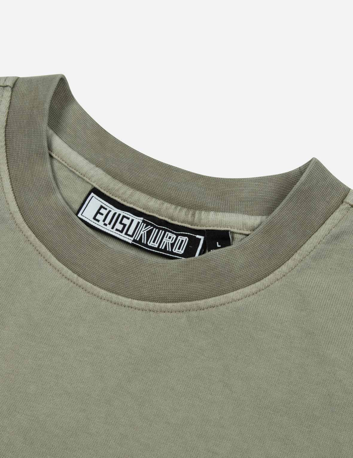 Allover Logo and Seagull Embroidery Loose Fit Pigment Dye T-Shirt