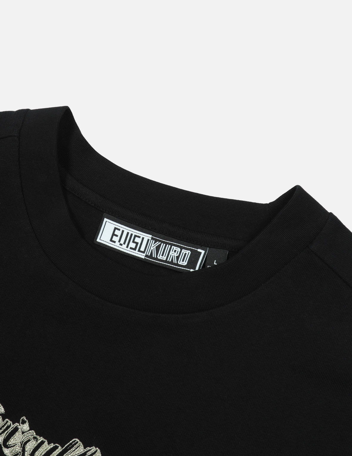 Calligraphy Shadow Logo Embroidery and Seagull Print Loose Fit T-shirt