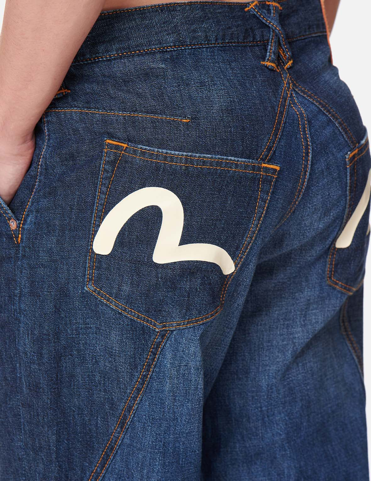 Tonal Blocking Denim Jogger Pants