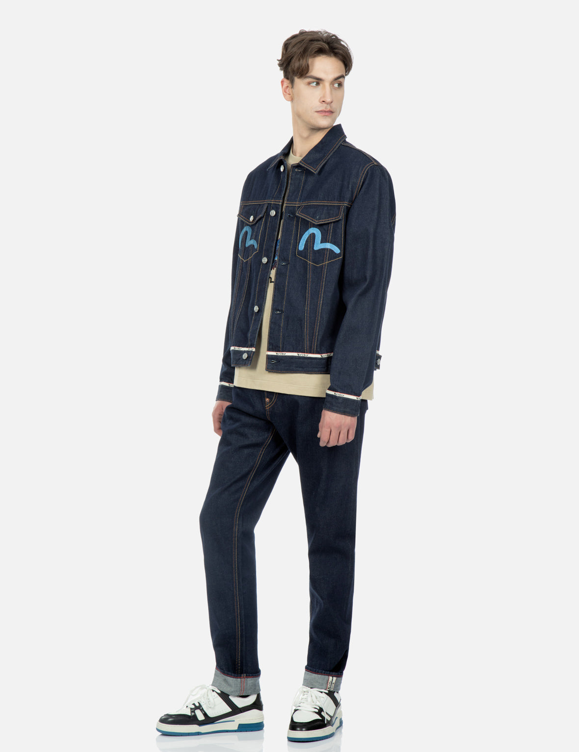Seagull and Eagle Embroidered Denim Jacket