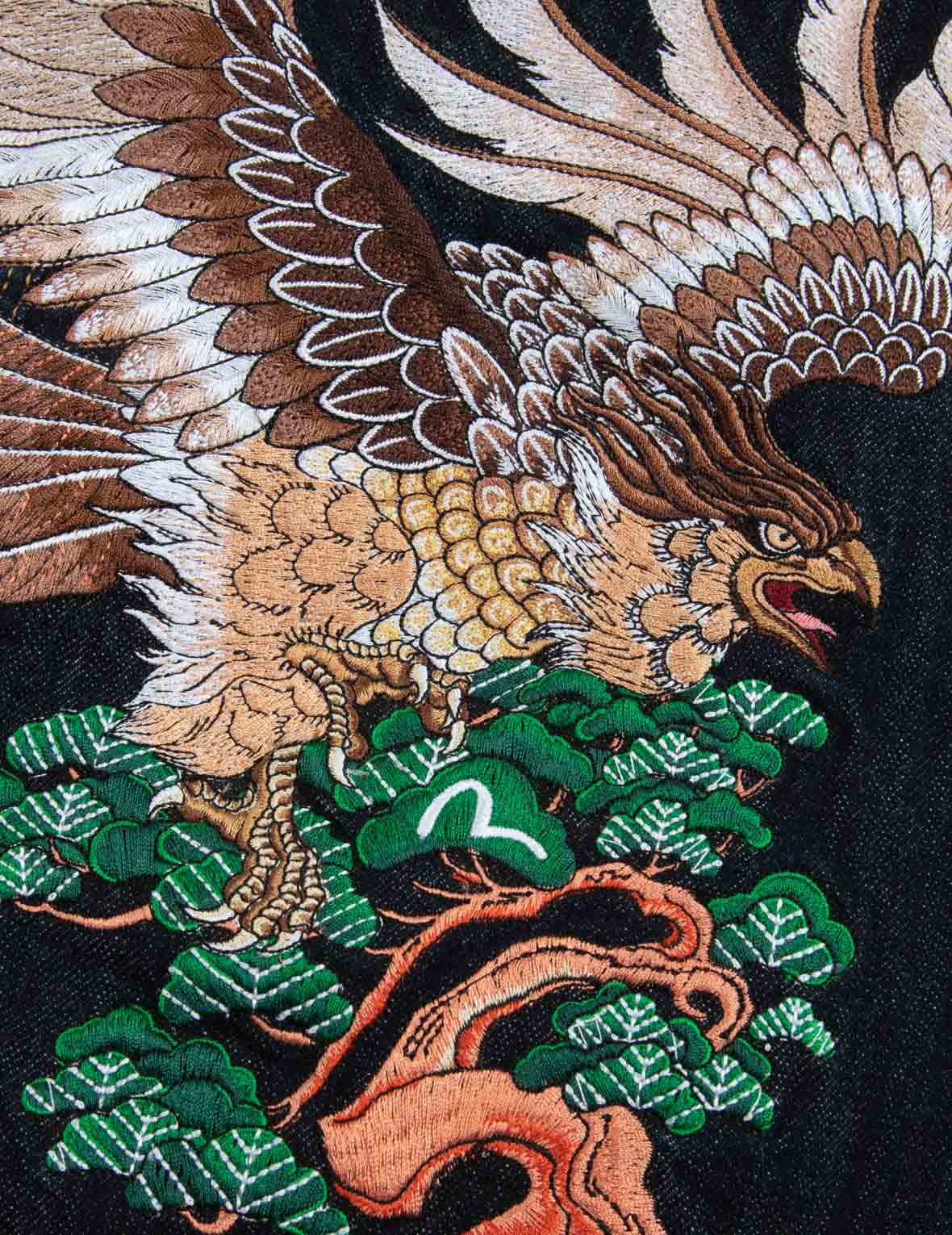 Eagle and Samurai Embroidery Retro Denim Jacket