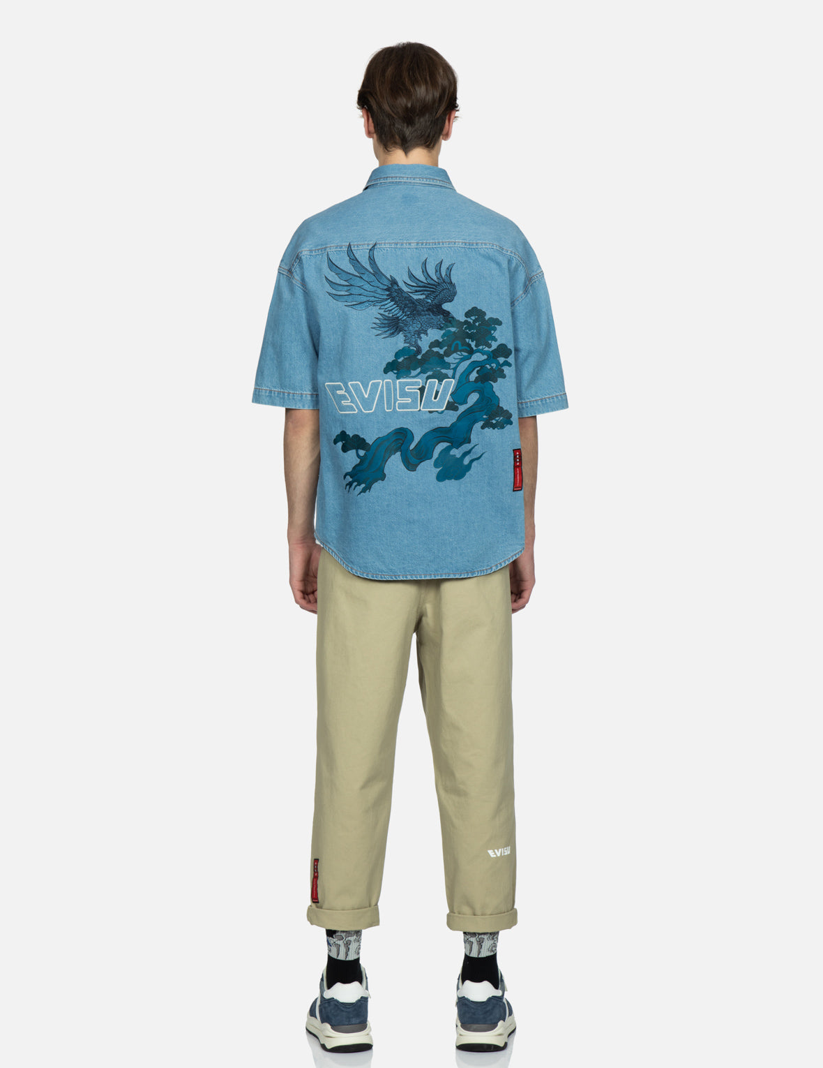 雄鷹與小海鷗刺繡牛仔襯衫