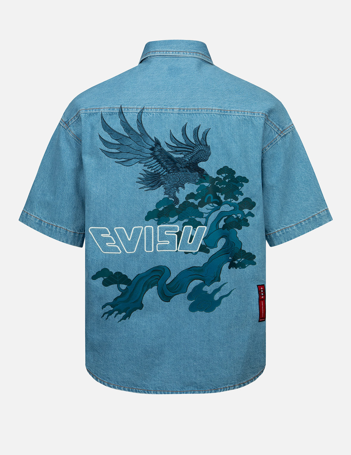 雄鷹與小海鷗刺繡牛仔襯衫