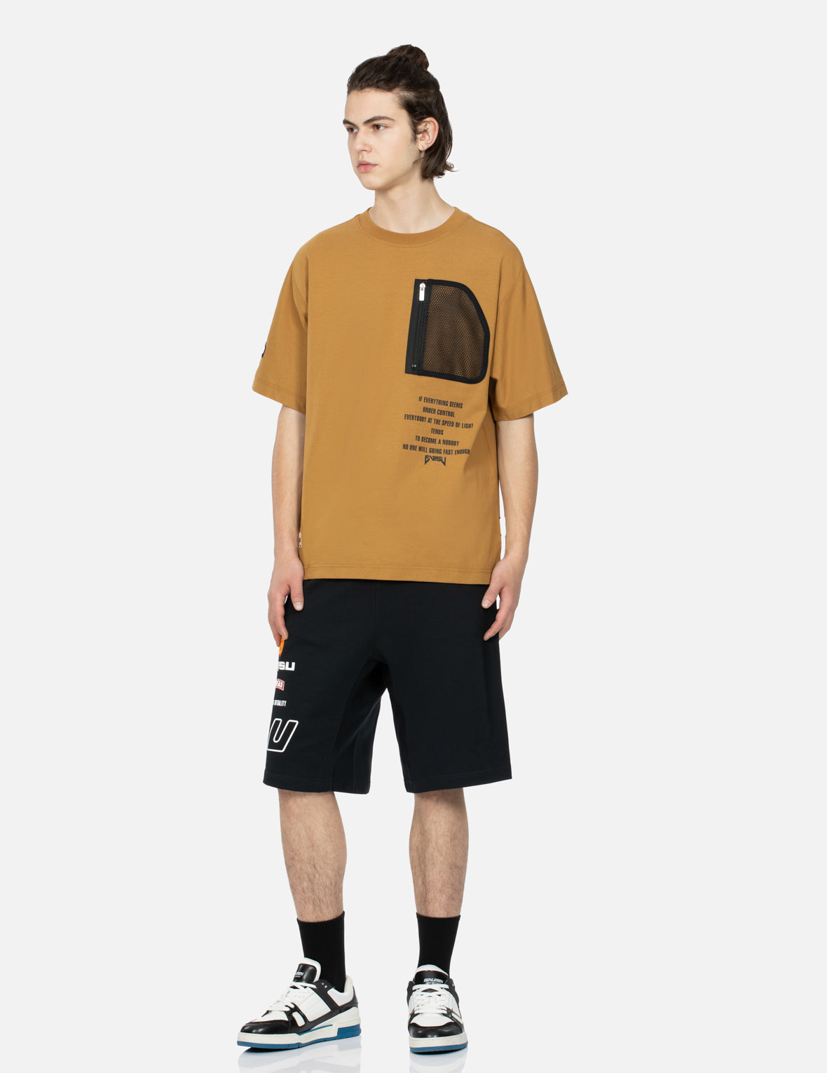 Logo Print and Kamon Embroidery Sweat Shorts