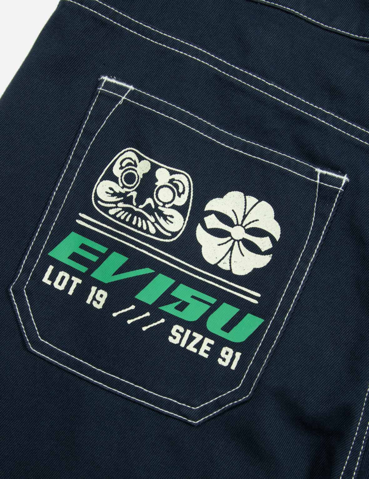 海鷗刺繡明線直筒工裝褲
