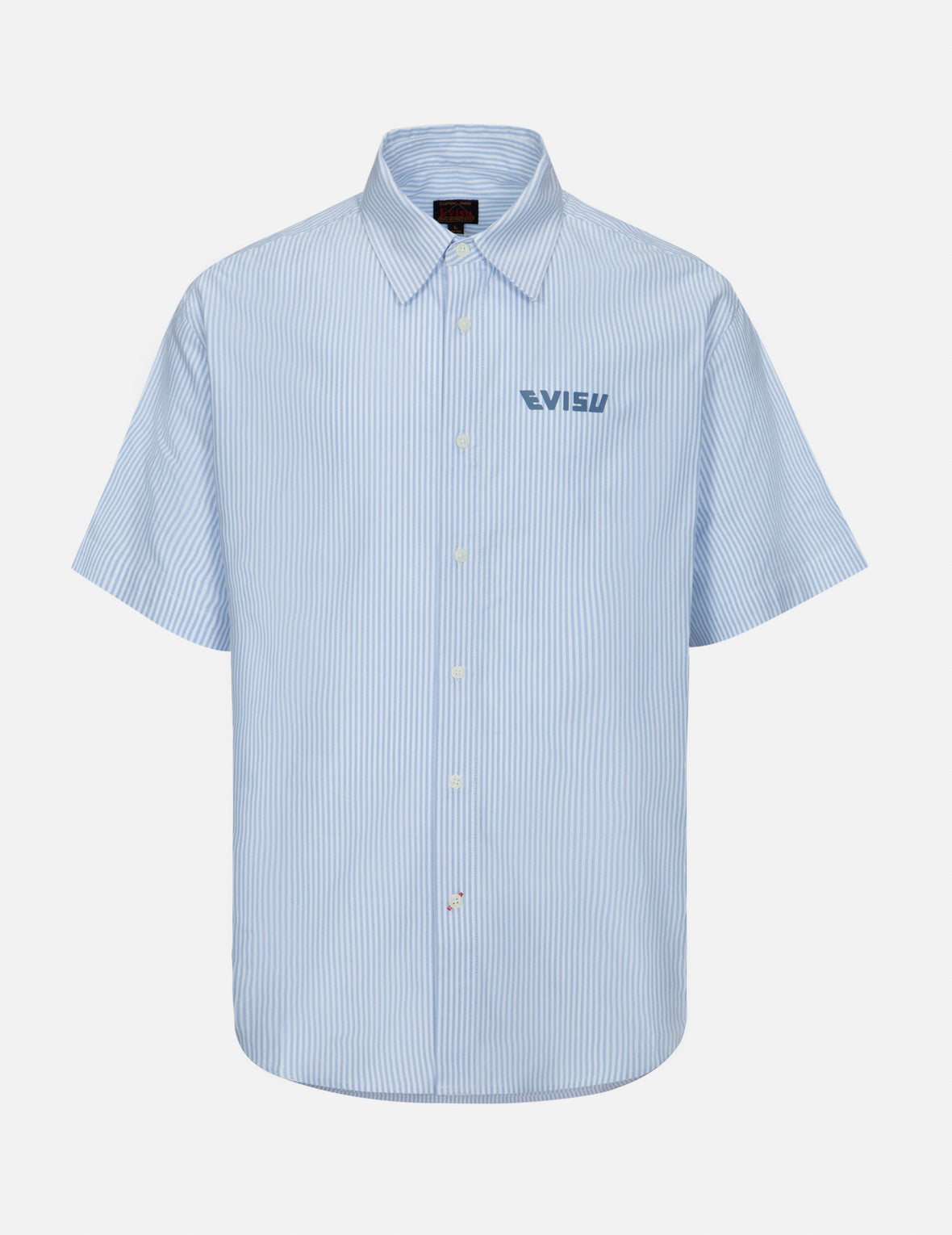 Playful Godhead Print Relax Fit Short-Sleeves Stripe Shirt