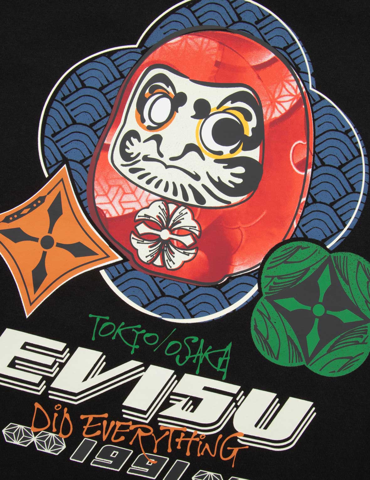 Hanafuda Daruma Print Regular Fit T-Shirt