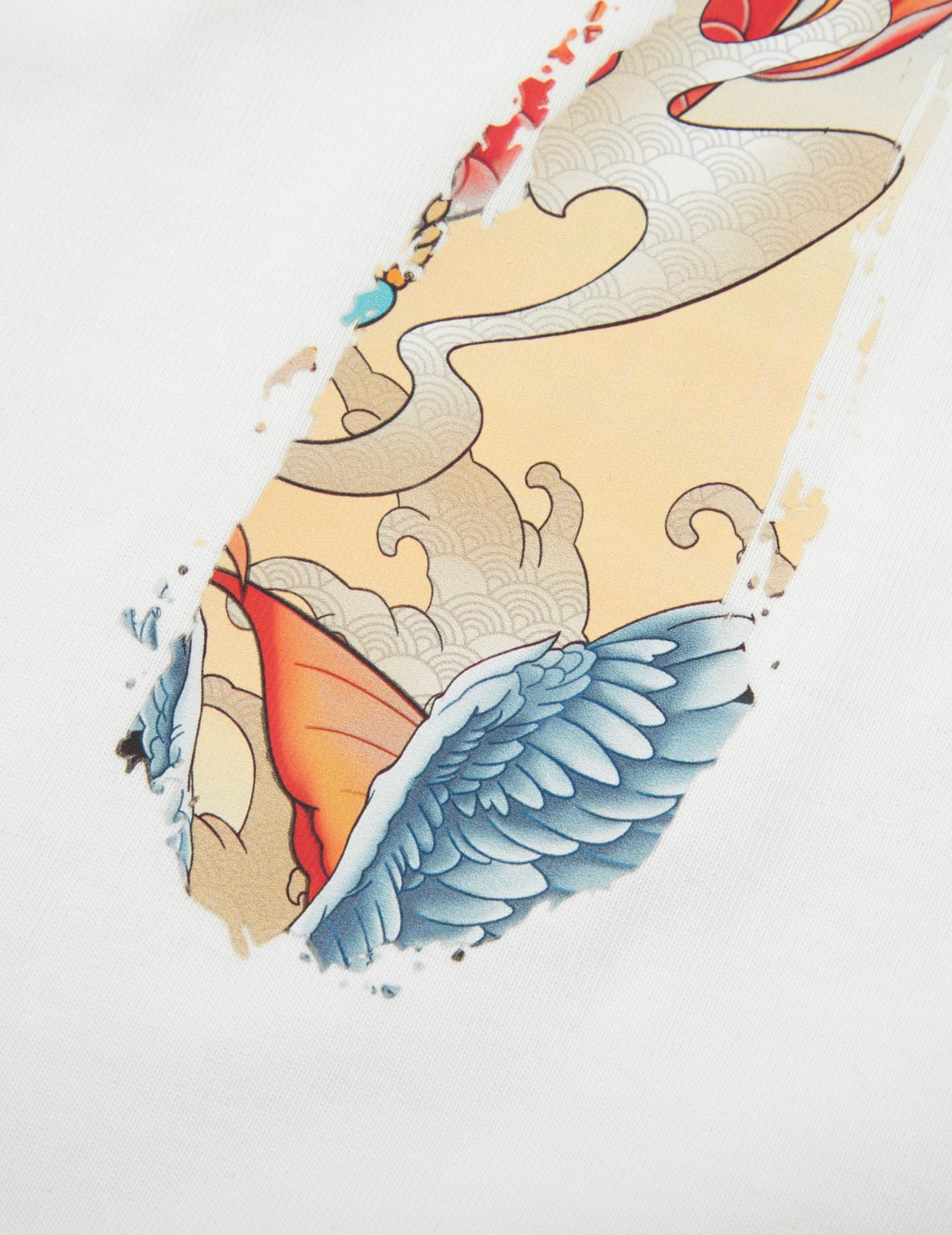 鯉魚和海鷗筆刷大M數位印花寬版T恤