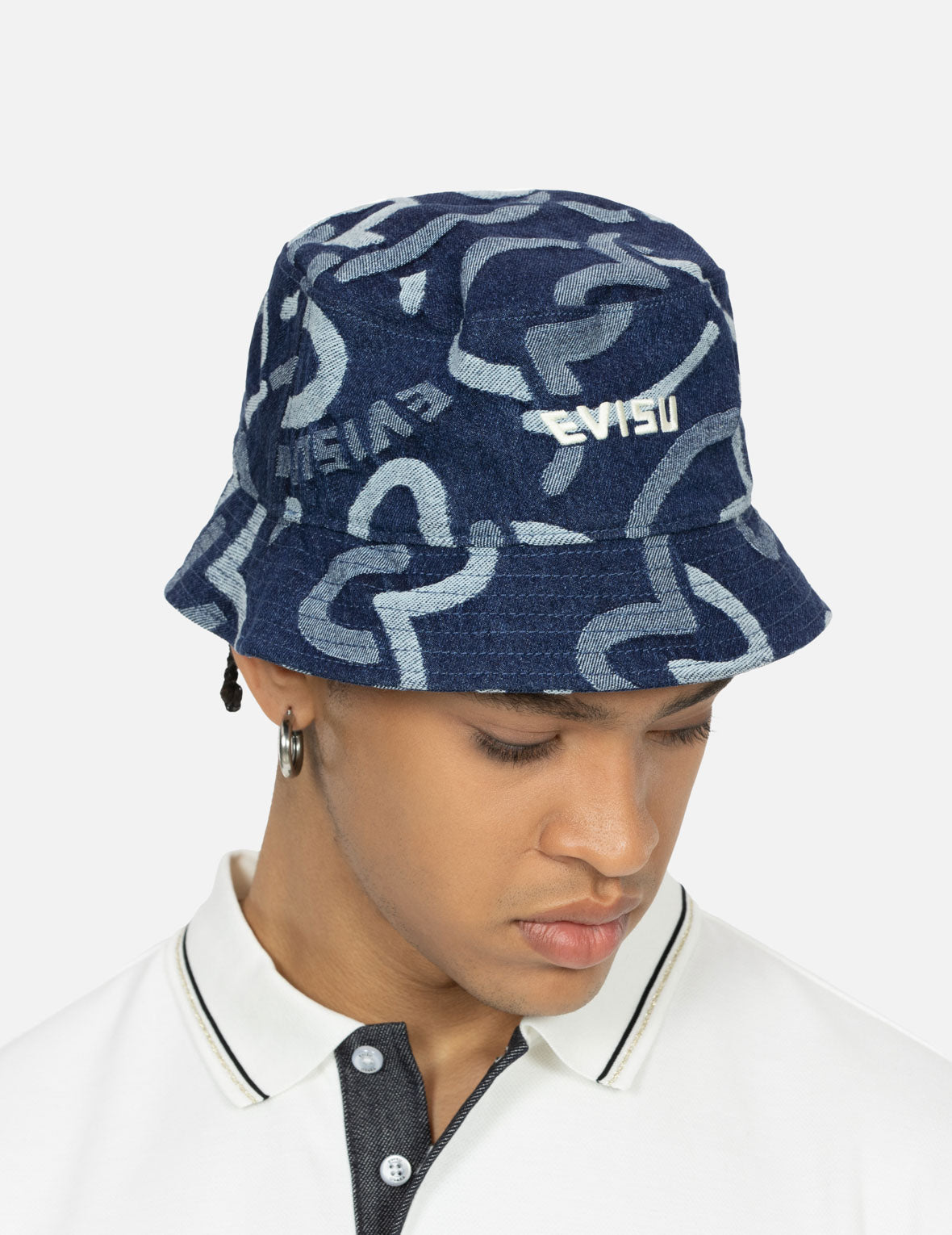 Allover Seagull Jacquard Denim Bucket Hat