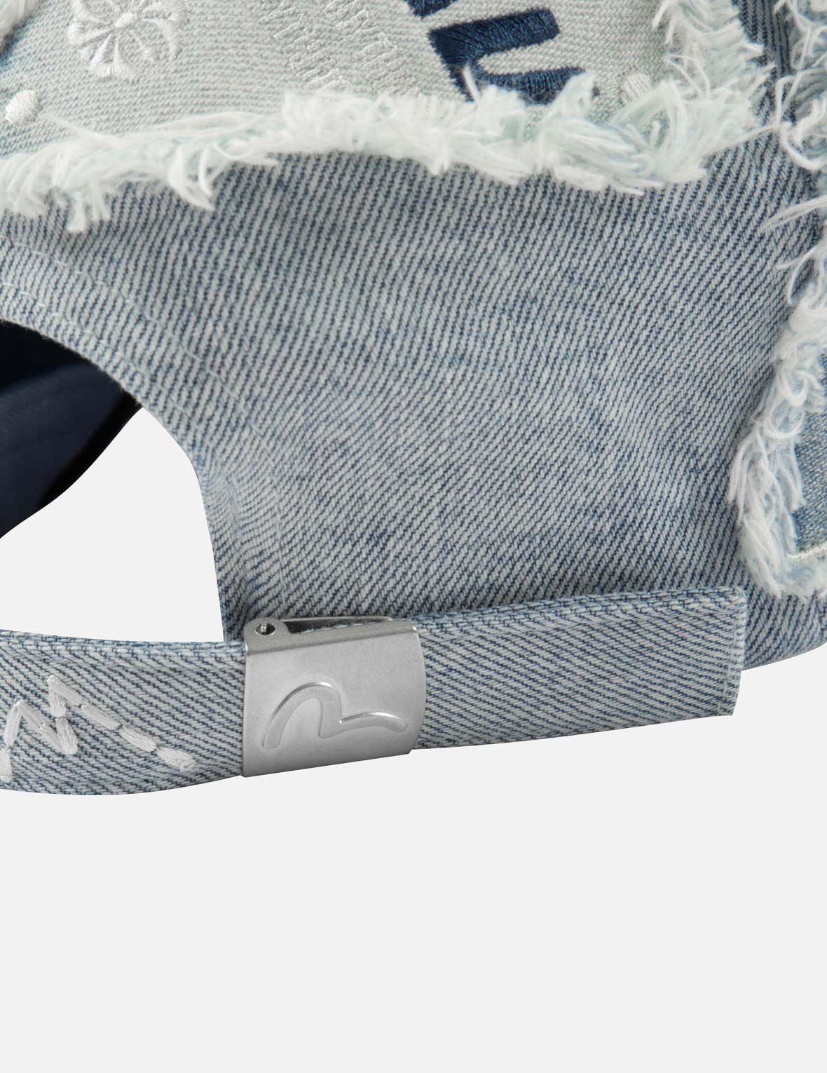 Multiple Distressed Logo and Godhead Patch Denim Cap